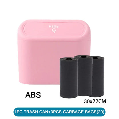 Mini Car Trash Can with Lid & 60 Bags