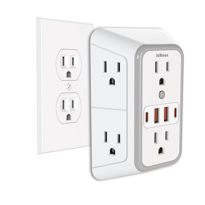 Multi Socket Wall Outlet with 6 AC & 4 USB Ports