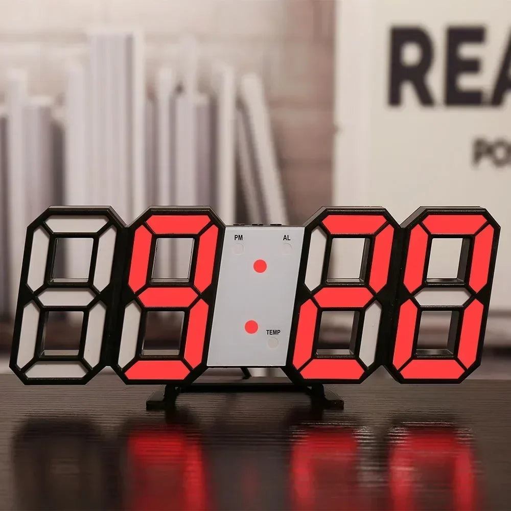 Adjustable 3D LED Digital Clock Night Mode Wall Decor