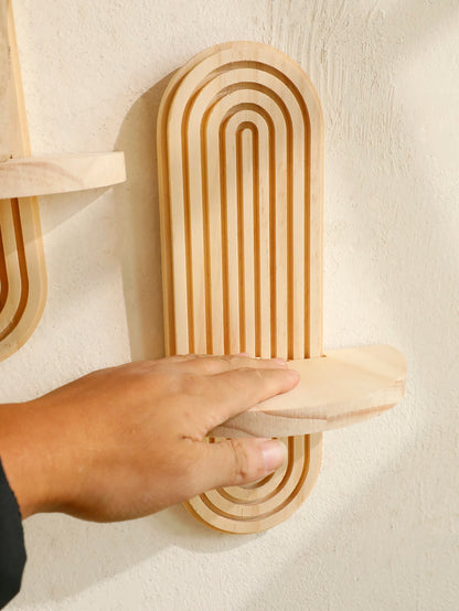 Boho Geometric Wood Wall Shelf