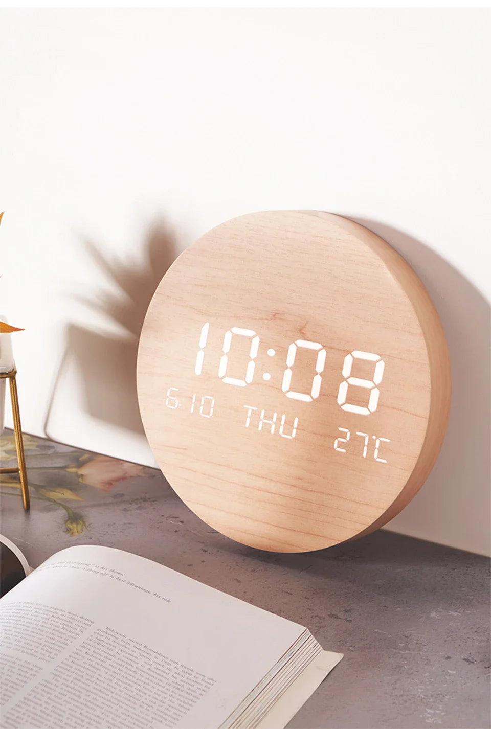 LED Digital Wall Clock with Temperature & Date