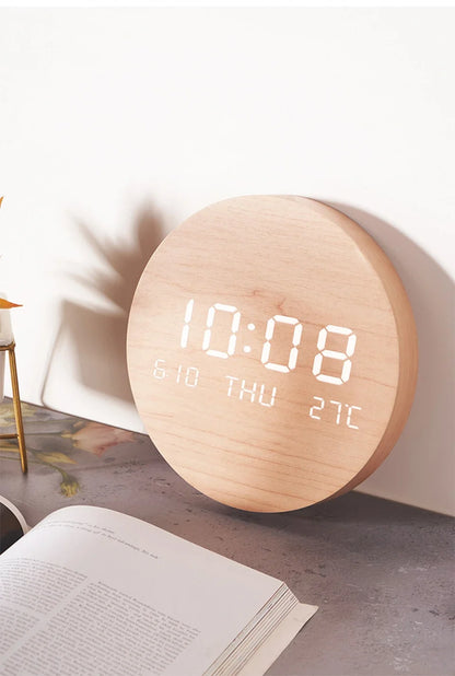LED Digital Wall Clock with Temperature & Date