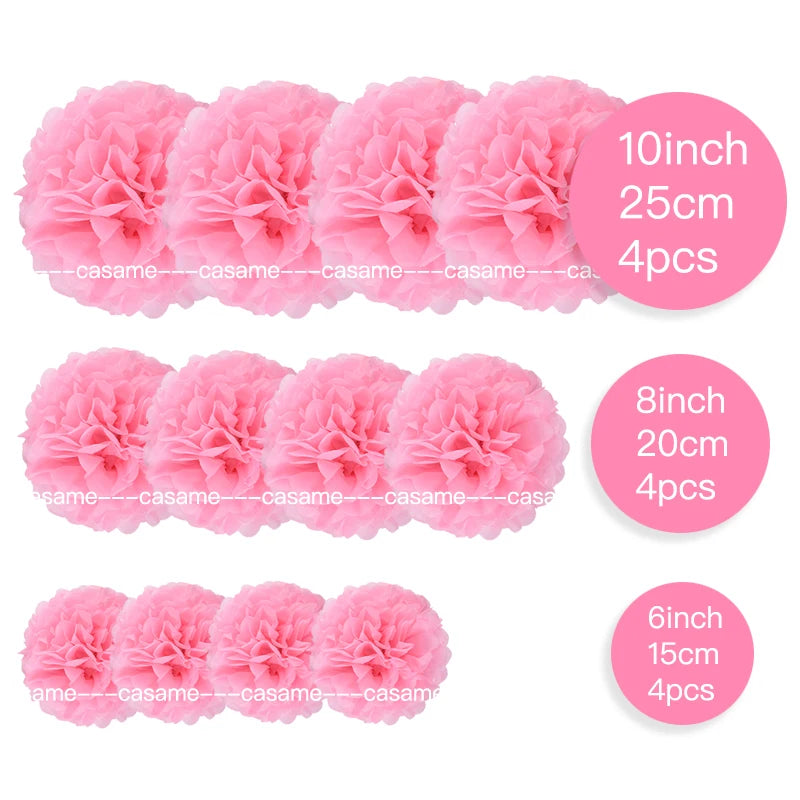 Handmade Paper Flower Pom Pom Decorations
