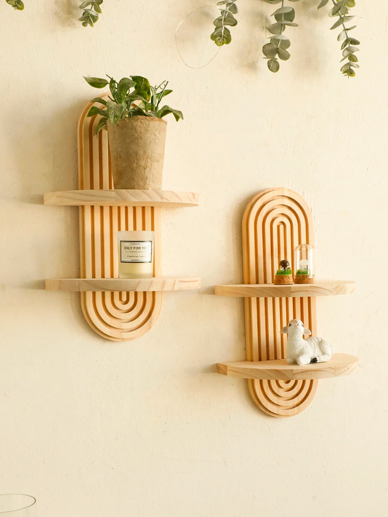 Boho Geometric Wood Wall Shelf