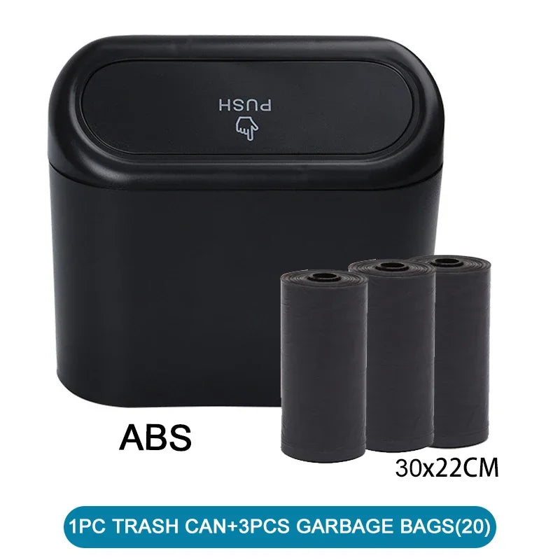 Mini Car Trash Can with Lid & 60 Bags