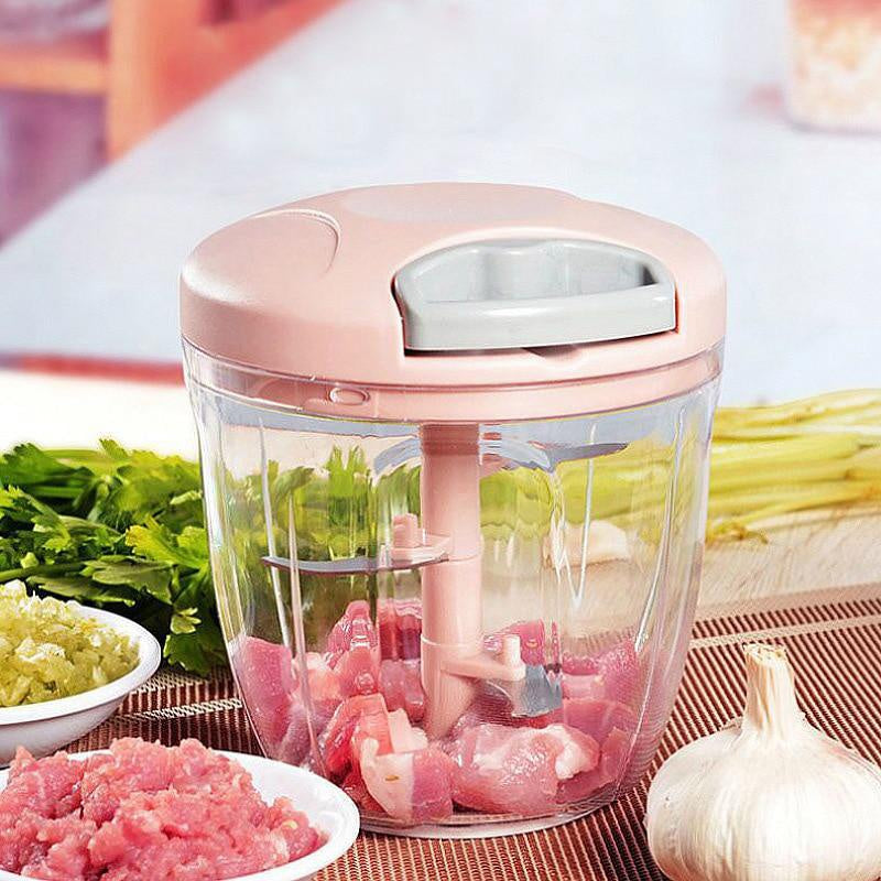 Manual Meat Mincer & Garlic Chopper with Rotating Crusher