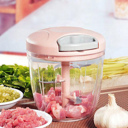 Manual Meat Mincer & Garlic Chopper with Rotating Crusher