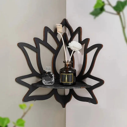 Wooden Lotus Aromatherapy & Candle Holder Shelf