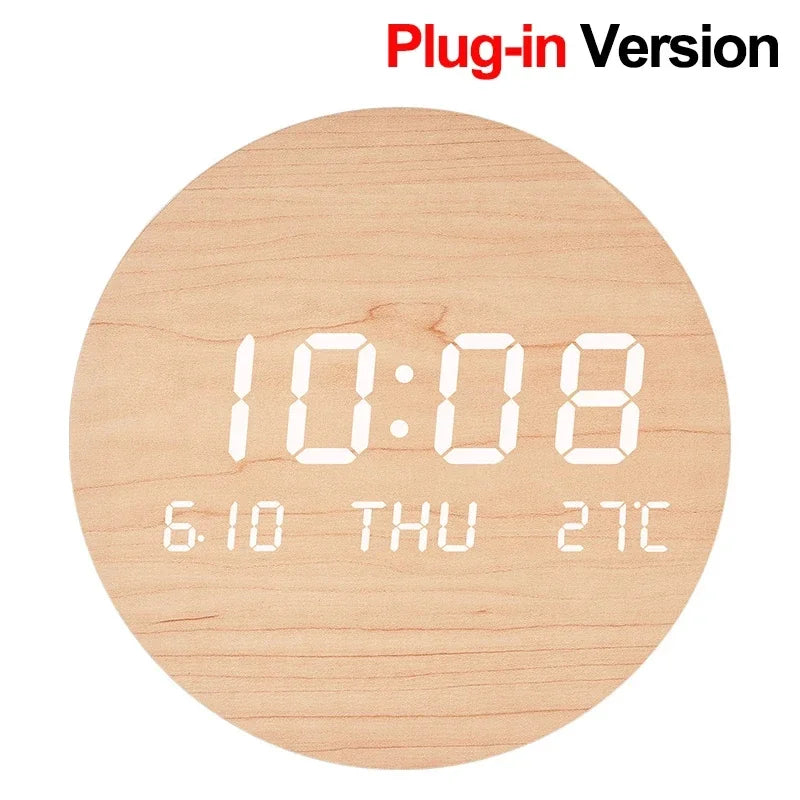LED Digital Wall Clock with Temperature & Date