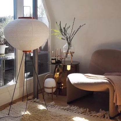 Japanese Wabi Sabi Rice Paper Standing Lamp