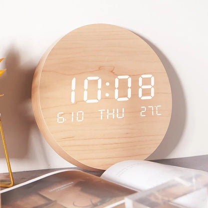 LED Digital Wall Clock with Temperature & Date