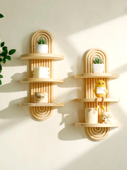 Boho Geometric Wood Wall Shelf