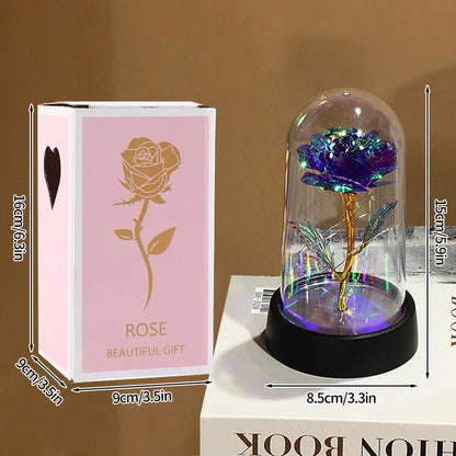 Glowing Artificial Rose Flower Gift in Glass