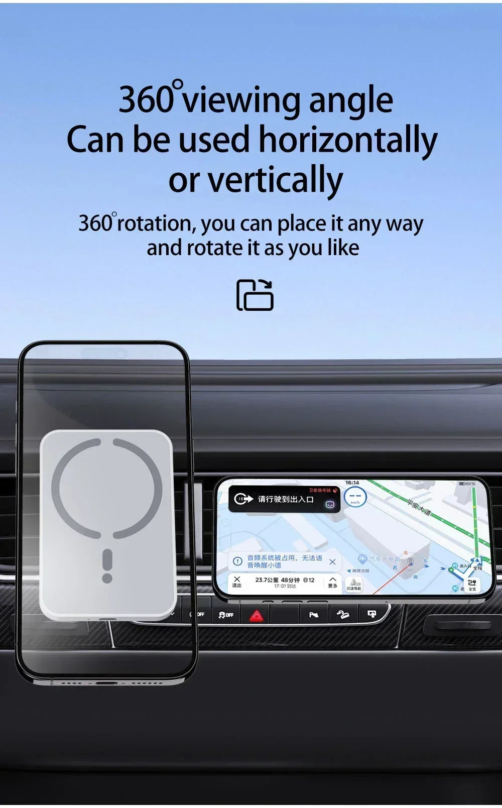 Magnetic Car Phone Holder & 30W MagSafe Wireless Charger