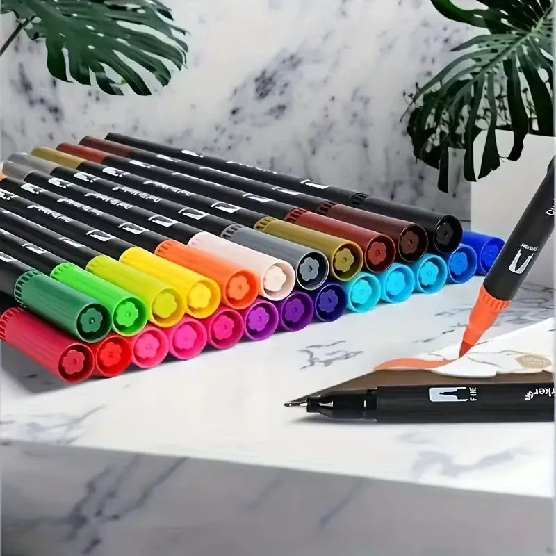 Vibrant Double-Ended Watercolor Markers