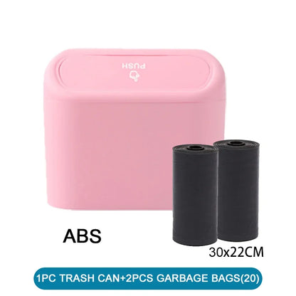 Mini Car Trash Can with Lid & 60 Bags