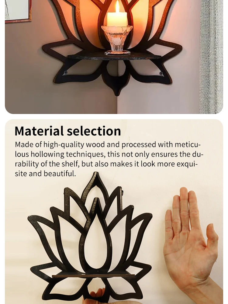 Wooden Lotus Aromatherapy & Candle Holder Shelf
