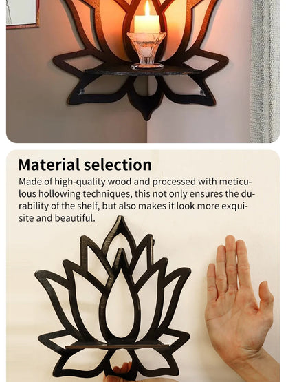 Wooden Lotus Aromatherapy & Candle Holder Shelf