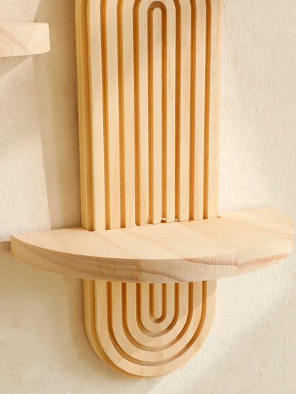 Boho Geometric Wood Wall Shelf