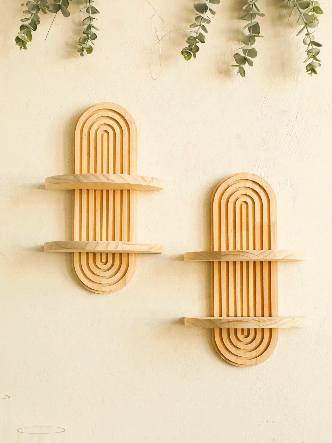 Boho Geometric Wood Wall Shelf