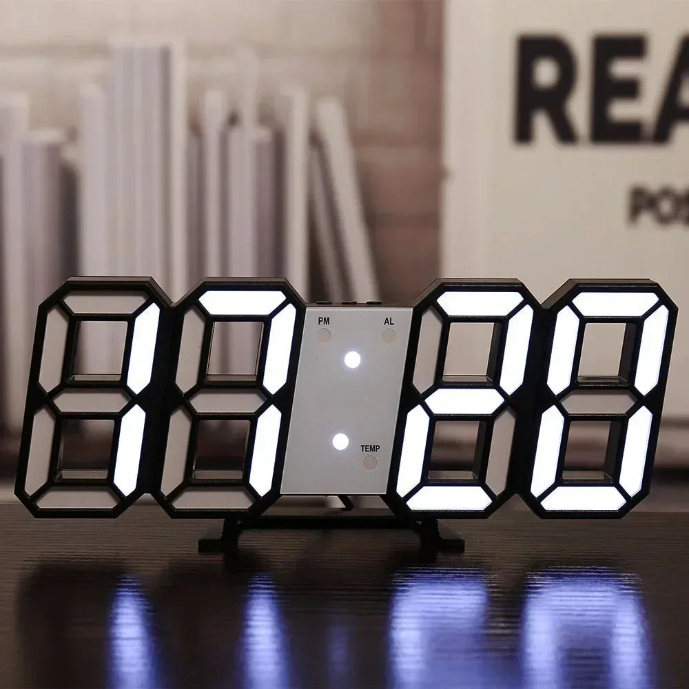 Adjustable 3D LED Digital Clock Night Mode Wall Decor