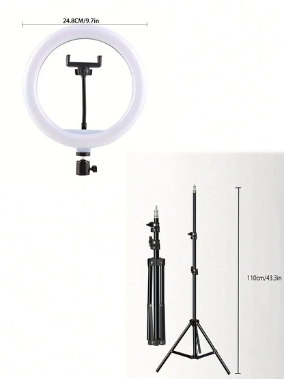 10" LED Ring Light with 110cm Tripod Stand & Clip for Streaming