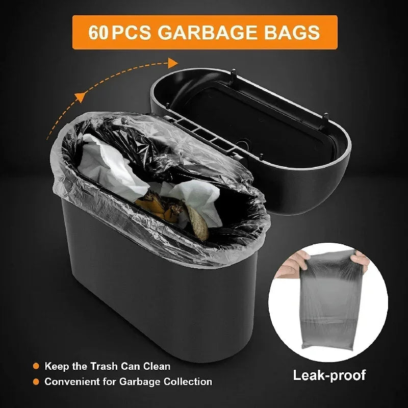 Mini Car Trash Can with Lid & 60 Bags