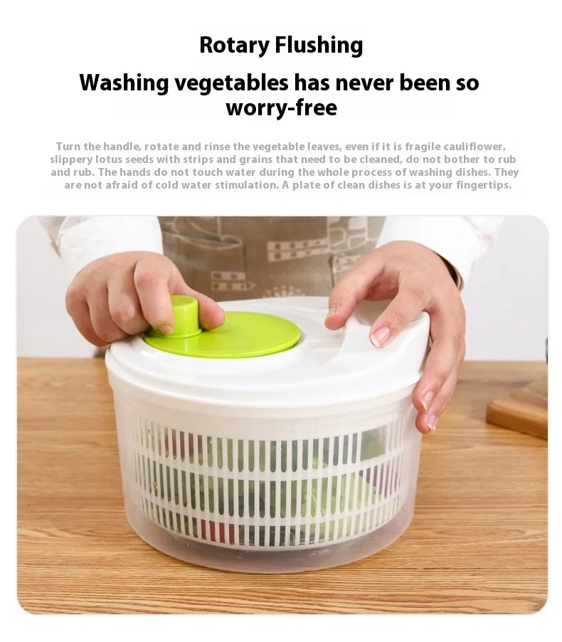 Manual Salad Spinner & Vegetable Dehydrator with Drain Basket