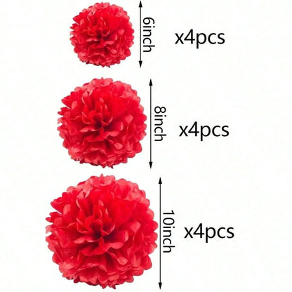 Handmade Paper Flower Pom Pom Decorations