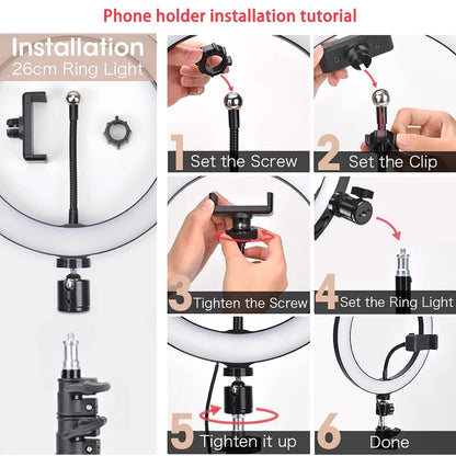 LED Selfie Ring Light with Tripod Stand & USB Remote