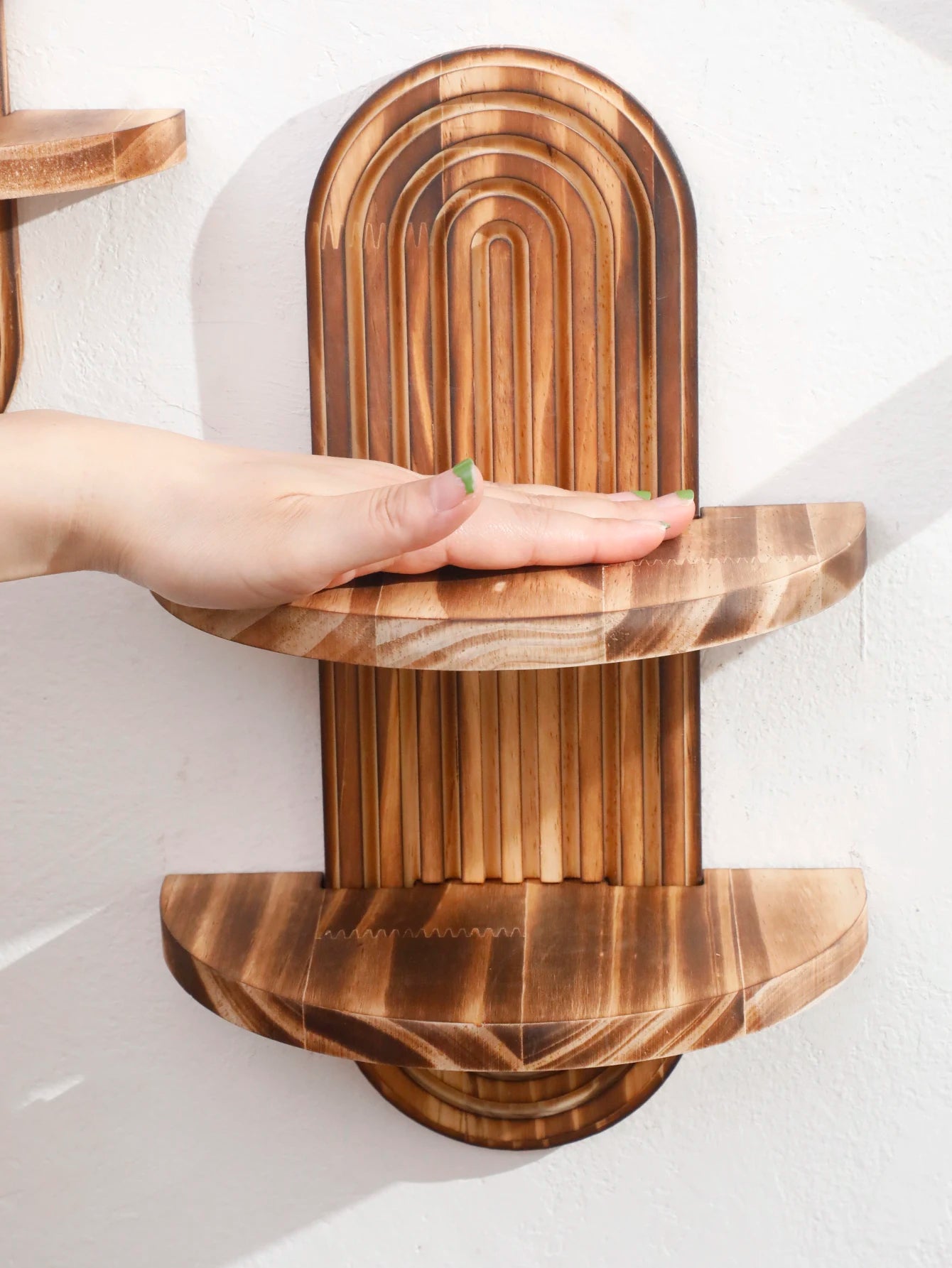 Boho Geometric Wood Wall Shelf