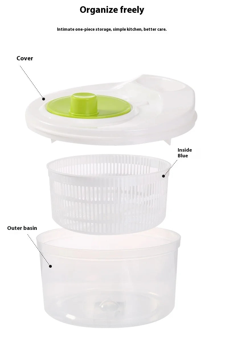 Manual Salad Spinner & Vegetable Dehydrator with Drain Basket