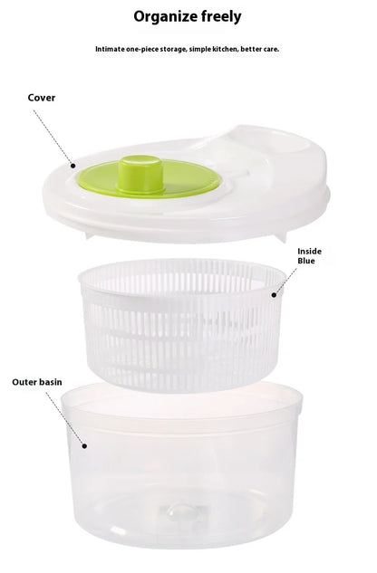 Manual Salad Spinner & Vegetable Dehydrator with Drain Basket