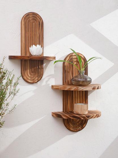 Boho Geometric Wood Wall Shelf