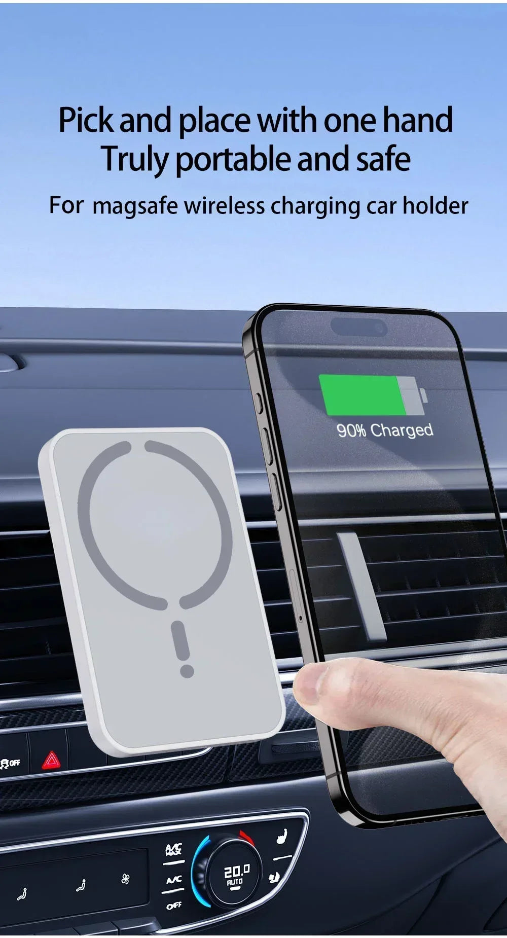 Magnetic Car Phone Holder & 30W MagSafe Wireless Charger