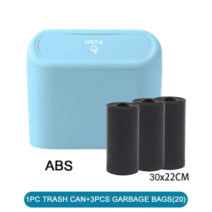 Mini Car Trash Can with Lid & 60 Bags