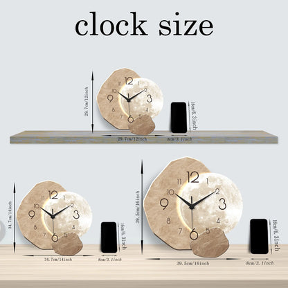 Minimalist Wooden Moon Wall Clock