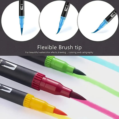 Vibrant Double-Ended Watercolor Markers