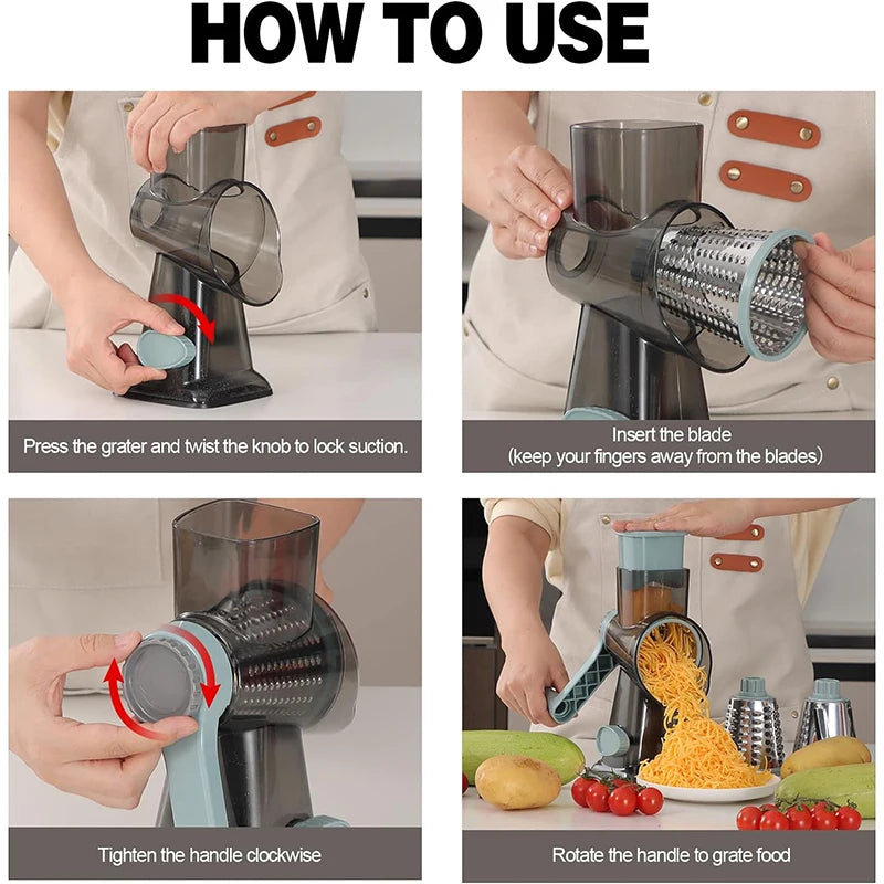 3-in-1 Rotary Grater Slicer & Shredder Set