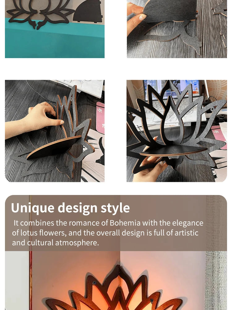 Wooden Lotus Aromatherapy & Candle Holder Shelf
