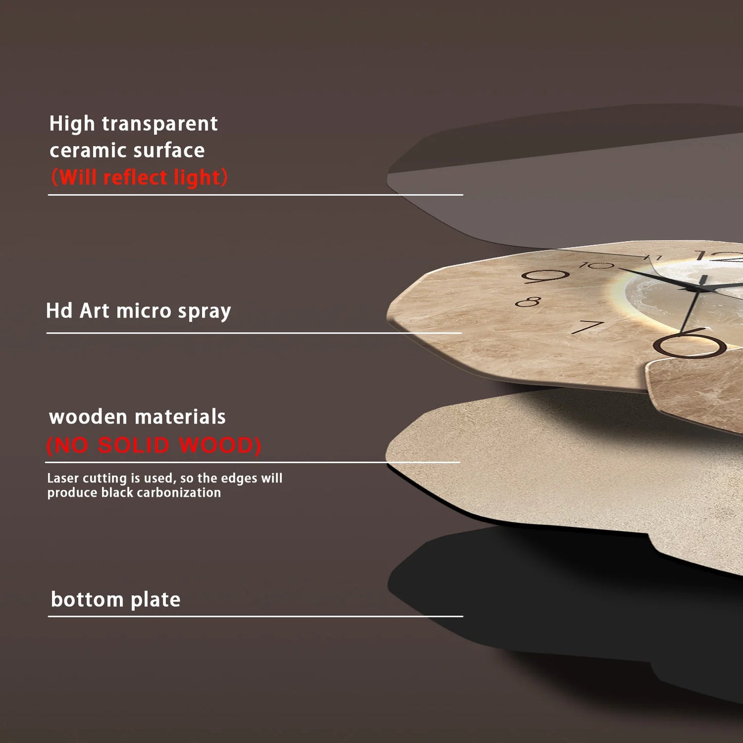Minimalist Wooden Moon Wall Clock