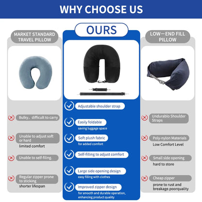Innovative Fillable U-Shape Travel Neck Pillow