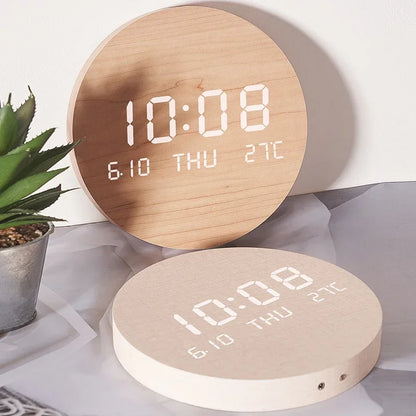 LED Digital Wall Clock with Temperature & Date