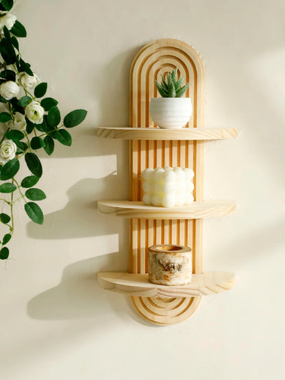 Boho Geometric Wood Wall Shelf