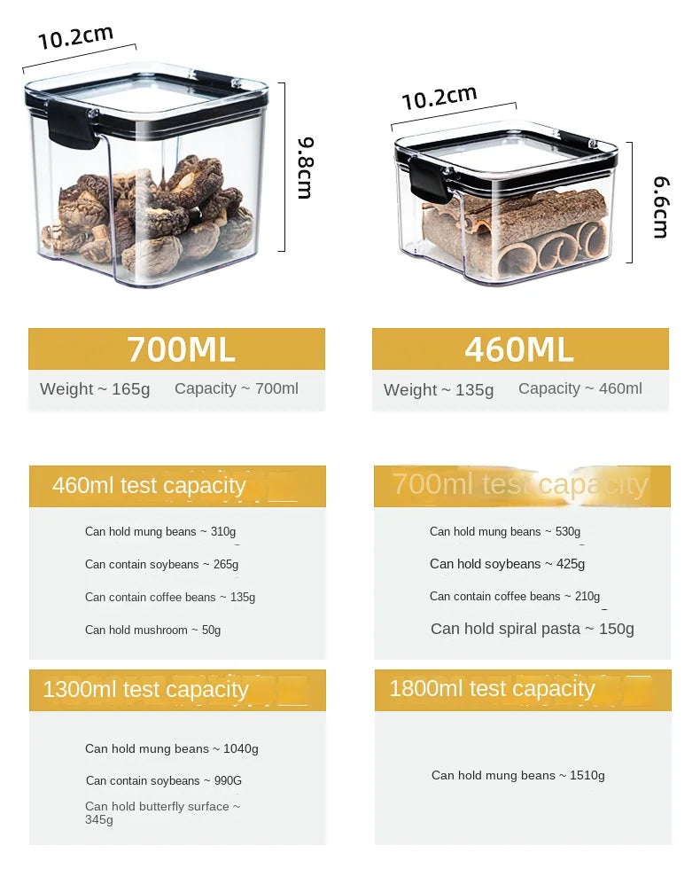 Sealed Kitchen Storage Jars & Grain Organizer Set