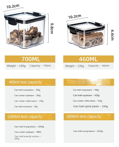 Sealed Kitchen Storage Jars & Grain Organizer Set