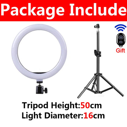 LED Selfie Ring Light with Tripod Stand & USB Remote