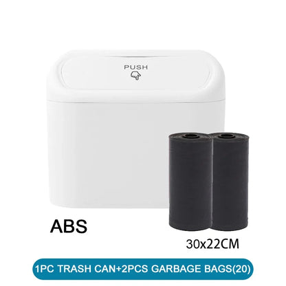 Mini Car Trash Can with Lid & 60 Bags