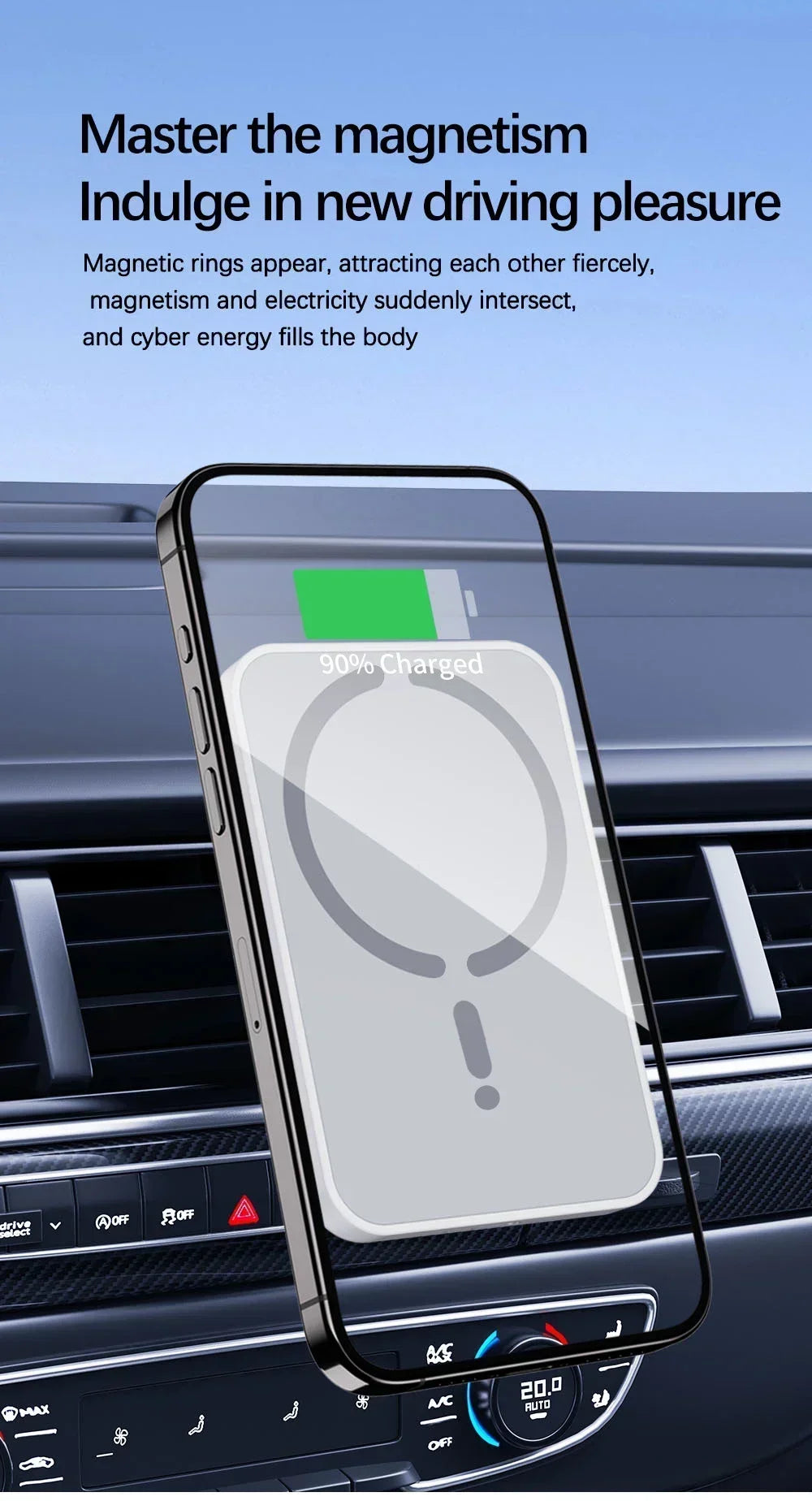Magnetic Car Phone Holder & 30W MagSafe Wireless Charger