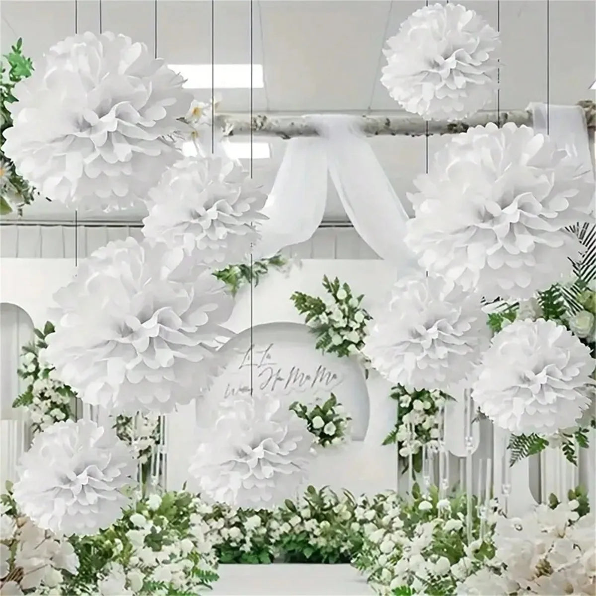 Handmade Paper Flower Pom Pom Decorations